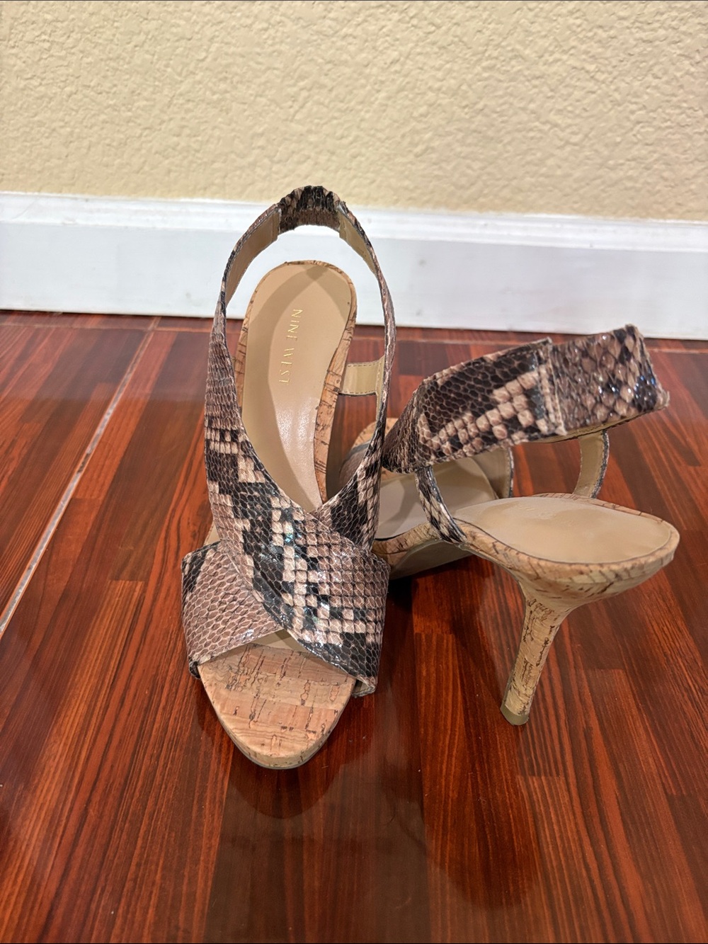 Nine West Snake-Print Slingback Heels in Brown Size 7